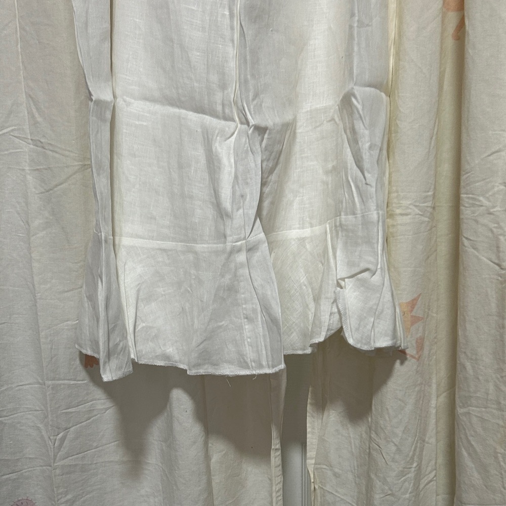 Elegant White Linen Ruffled Front Maxi Skirt 40 - Picture 6 of 8